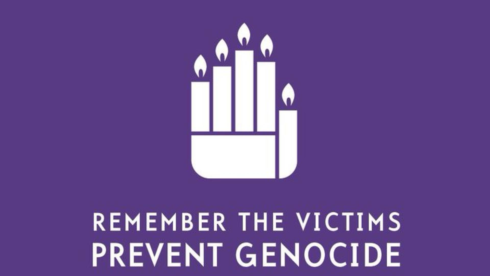 Image with phrase "Remember the Victims Prevent Genocide"